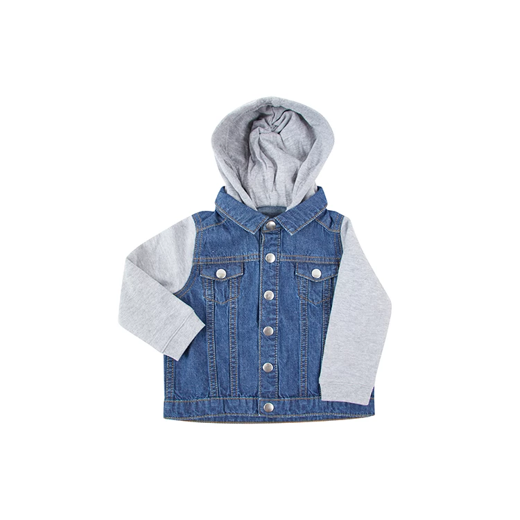 Denim Jacket With Fleece Hood And Sleeves