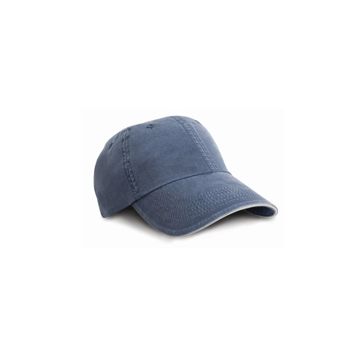 Washed Fine Line Cotton Cap With Sandwich Peak