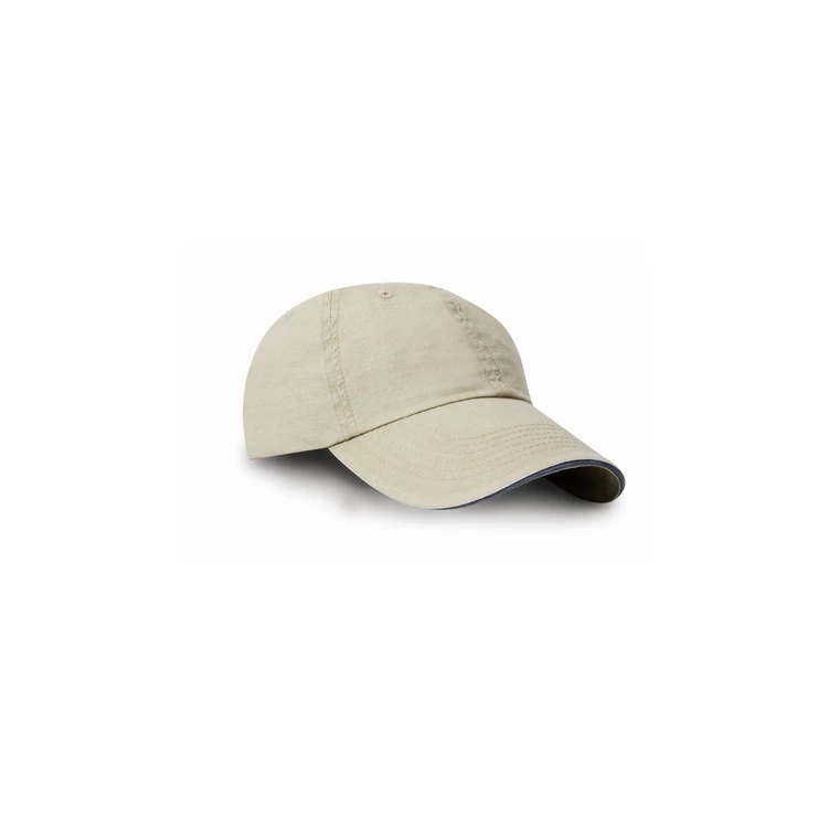 Washed Fine Line Cotton Cap With Sandwich Peak