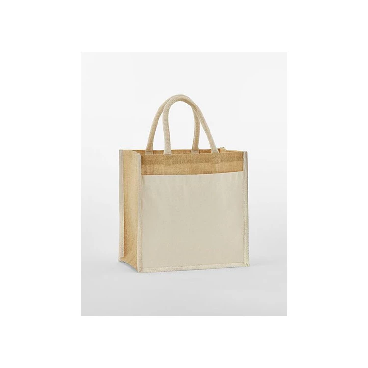 Cotton Pocket Natural Starched Jute Midi Bag