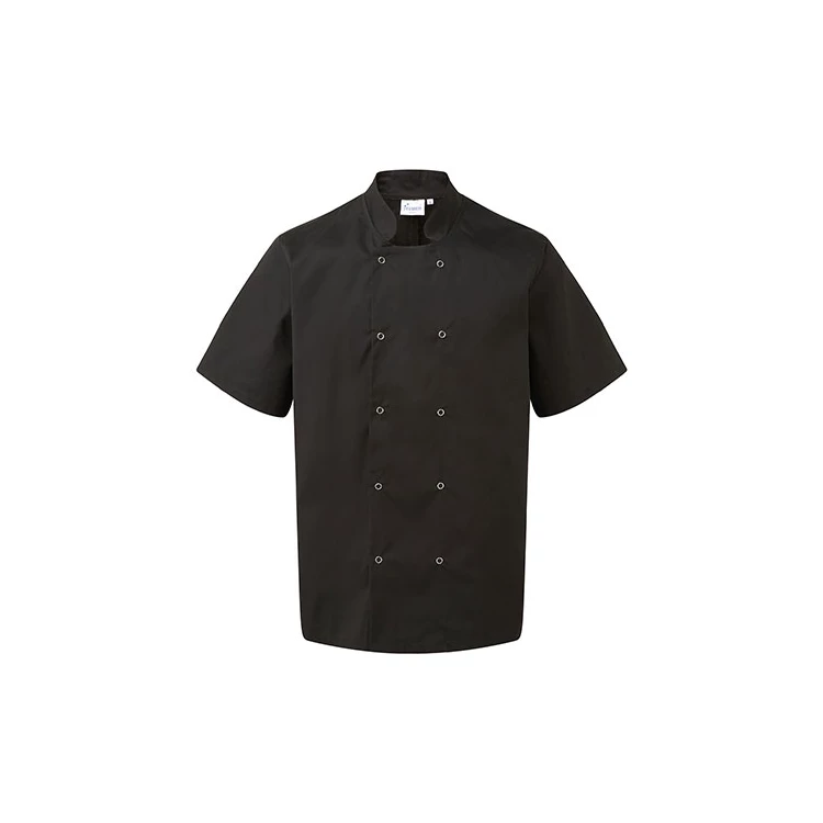 Studded Front Short Sleeve Chef's Jacket