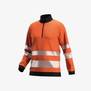 High-vis sweater met hoge kraag, halflange rits en moderne pasvorm