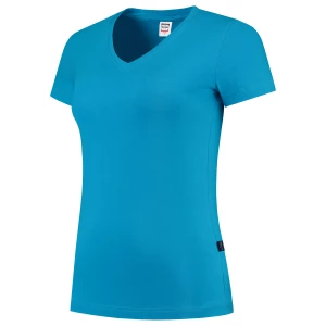 T\u002Dshirt\u0020V\u0020Hals\u0020Fitted\u0020Dames - Turquoise